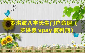 罗洪波八字长生门户命理（罗洪波 vpay 被判刑）